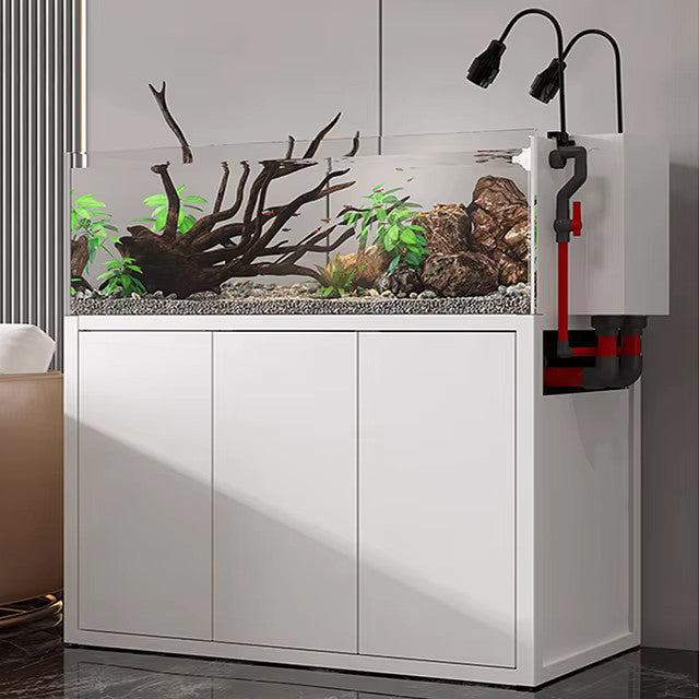 Super White Glass Aquarium with Cabinet and Sump Filter